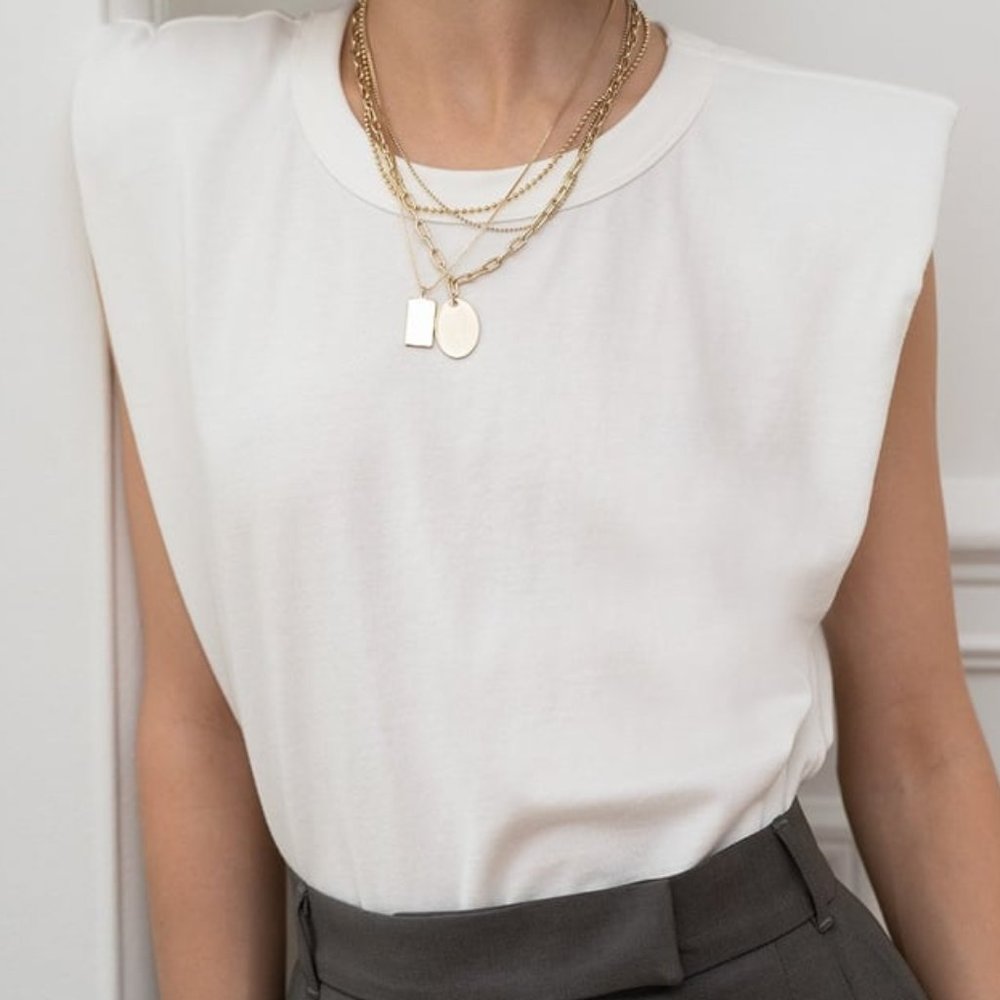 Padded Shoulder Muscle Tee - Off White